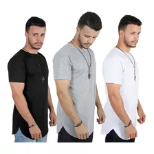 Kit Promocional Com 3 Camisetas Oversized Masculina Longline