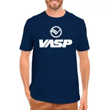 Camiseta Vasp Aviação Plus Size Azul Marinho 100% Algodão
