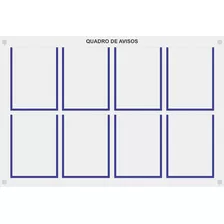 Quadro De Aviso Gestão 8 Displays Vertical A4 De Acrílico Cor Branco Cor Da Armação Azul