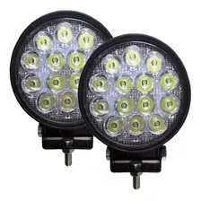 Farol De Milha Led 42w 14 Leds 12v/24v Carros Caminhão 6000k