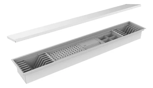 Escorredor Embutido Calha Inox Úmida Branca 1114mm C/ Tampa Branco