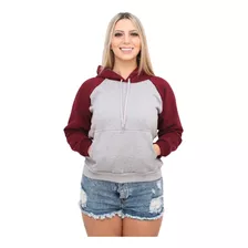 Moletom Canguru Feminino Raglan Bordô