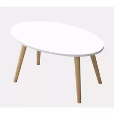 Mesa Ratona - Muebles Web - Patas Madera - Ovalada - Ct4c - Blanco/marrón