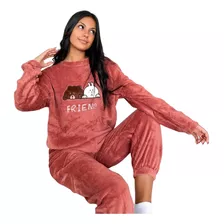 Pijama Mujer Conjunto Plush Importado Calentito Suave