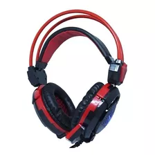 Fone De Ouvido Over-ear Gamer Infokit X-soldado Gh-x30 Preto E Vermelho Com Luz Led