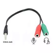 Cable Y De Audio/micrófono Rojo Y Verde 3.5mm 2×1