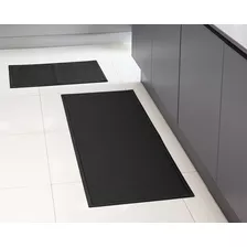 Tapete Antiderrapente De Cozinha Passadeira Grande 140x50cm Cor Preto