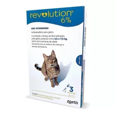 Revolution 6% Gato Combo Com 3 Pipetas De 2,6kg/7,5kg