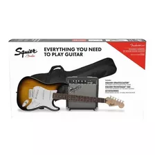 Paquete Fender Squier Electricguitar Strato Sunburst Armonia