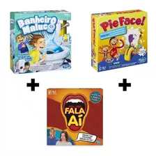 Kit 3 Jogos Hasbro - Pie Face + Banheiro Maluco + Fala Ai 