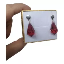 Par Brincos Gota Cristal Swarovski Bordeaux Em Prata 925