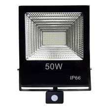 Foco Led Con Sensor De Movimiento 50w Ip66 Para Exterior Color De La Carcasa Negro Color De La Luz Blanco Frío