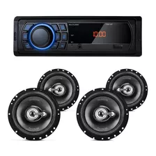 Rádio Mp3 Multilaser + Alto Falantes Bravox Black 6 Pol 240w