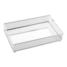 Bandeja Metal Com Espelho Barcelona Prata 21x13cm - Lyor