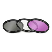 Kit 3 Filtros Uv Cpl Fld 49mm Para Lentes Canon Nikon Sony