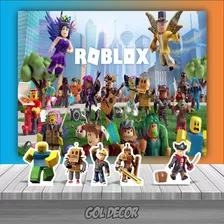 Kit Festa Infantil Painel + Displays Roblox 01