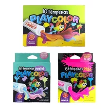 Kit 22 Temperas Playcolor Escolar Pomos Clasicos Pastel Fluo