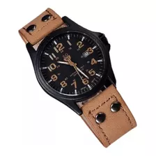 Reloj Casual Acero Cuarzo Marca Soki Color Negro Con Miel