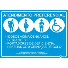 Kit 5 Placas Adesivas Atendimento Preferencial Lei 10.048