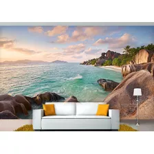 Papel De Parede 3d Paisagem Praia Mar Céu 10m² Npr89