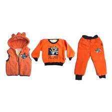 Conjunto Buzo Niños Niñas Forro Polar 3 Piezas. Invierno