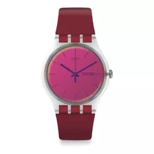 Reloj Swatch Suok717 100% Original Color De La Correa Morado Color Del Bisel Transparente Color Del Fondo Morado