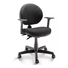 Cadeira Giratoria Ergonomica De Escritorio Backita Preto Plaxmetal, Operativa, Com Nr17 Certificada , Aço Costura . Braco Regulavel, Rodizio Nylon , Pistao A Gas Tecido E Curvim Preto, Back System ,