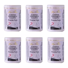 Kit Com 06 Cremes De Massagem Corporal Pimenta Preta 1kg