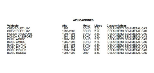 Balatas Delantero Chevrolet Luv 2000 2.2l Semimetalicas Foto 2