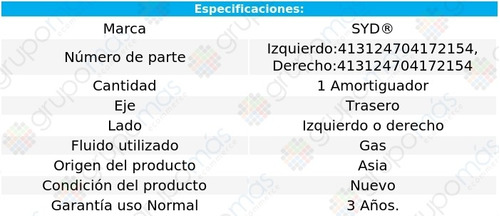 1 Amortiguador Gas Tra Der O Izq Chrysler Concorde 93-97 Syd Foto 2