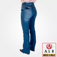 Calça Jeans Feminina Flare Barra Desfiada Strech Stone Used 