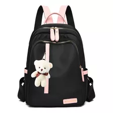 Mochila Feminina Escolar Bolsa Adulto Juvenil Infantil Cor Preto Desenho Do Tecido Liso M3m Chaveiro 20 L Preto