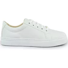 Tenis Feminino Casual Branco Sola Reta Despojado Confortavel