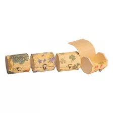 Caja Cuenco De Bambú 15x8.5x8cm Colores Artesanal Con Tapa