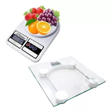 Kit Balança De Cozinha Com Balança De 180kg Academia Dieta