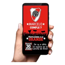 Invitación Digital Tarjeta Imprimible River Futbol Mod2