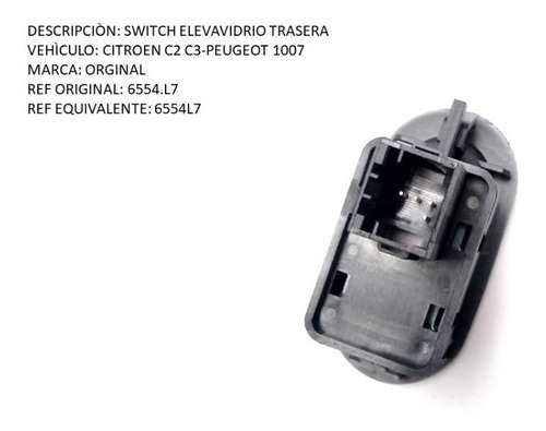 Switch Elevavidrio Citroen C2 C3 Peugeot 1007 Trasera Foto 4