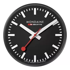 Reloj De Pared Mondaine, Color Negro, Cuarzo - Diám. 25cm