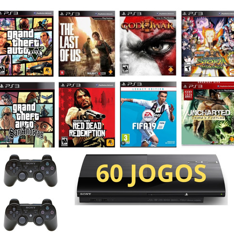 Ps3 Super Slim + Gta 5 + Fifa 19 + The Last Of Us - 45 Jogos