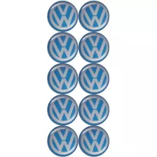 10 Adesivos Resinado Volkswagen Azul 14x14mm