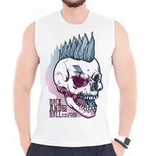 Camiseta Regata Caveira Punk Skull Rock Cavada Academia