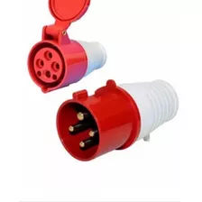 Conjunto Plug + Acoplador 3p+t 63a Vermelho Industrial Jng