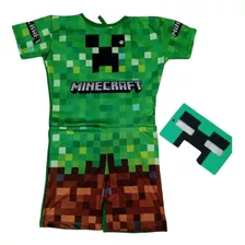 Fantasia Minecraft Infantil Menino Festa Divertida + Máscara