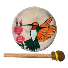 Tambor Para Niños 20 Cm Con Diseño Colibrí Temazcal Cantos