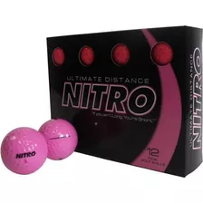 Set De 12 Bolas De Golf Nitro Ultimate Color Rosa