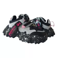 Tenis Chunky Barbie Negro Niña Plataforma Sneakers Moda 