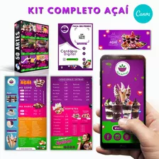 Cardápio Digital Açaí/sorvete Editável+ 50 Artes E Logomarca