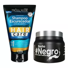 Shampoo Escurecedor + Banho Negro Matizador 250g Troia Hair
