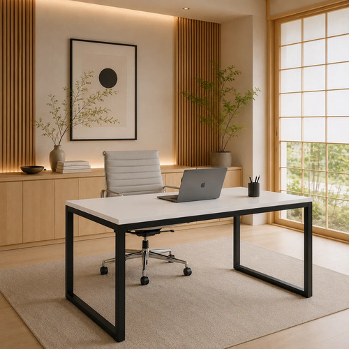 Mesa Escritório Industrial 120cm Alta Resistência Branco