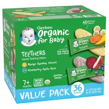 Comida Para Bebé Gerber Organic For Baby 36 Galletas Sabor Mango, Platano, Zanahoria, Mora Azul, Manzana